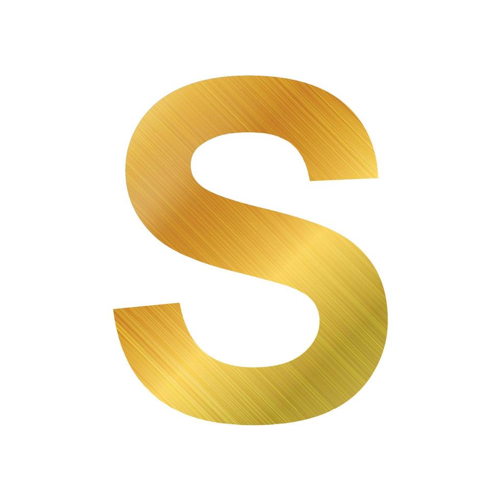 English alphabet, gold texture letter S on white background - Vector