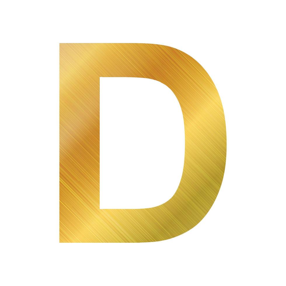alfabeto inglés, textura dorada letra d sobre fondo blanco - vector
