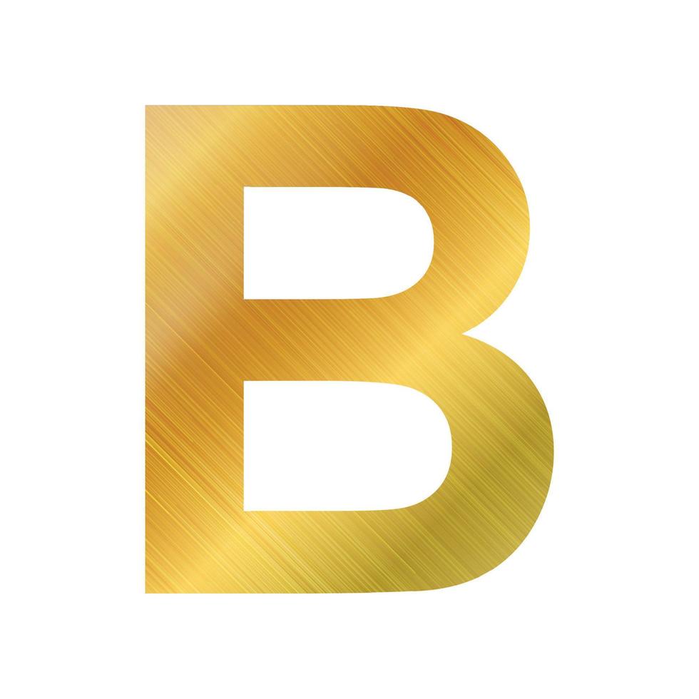 English alphabet, gold texture letter B on white background - Vector