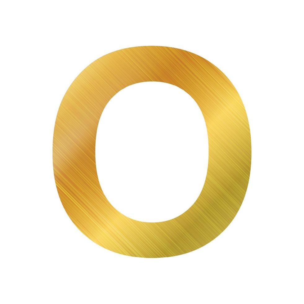 English alphabet, gold texture letter O on white background - Vector