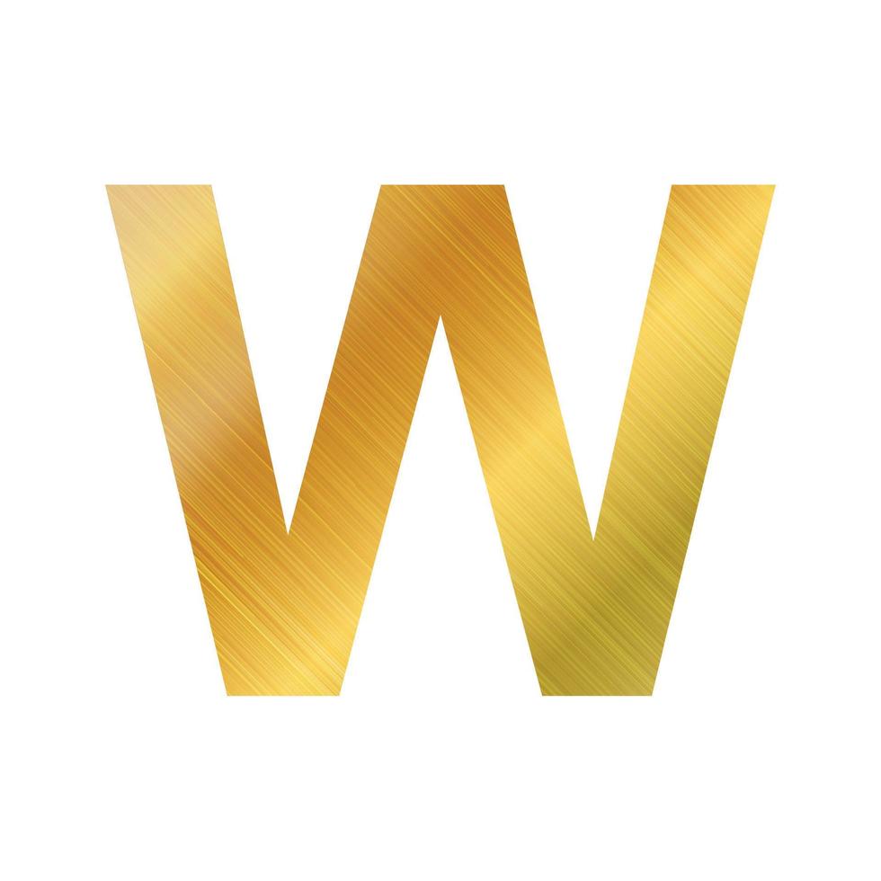 English alphabet, gold texture letter W on white background - Vector