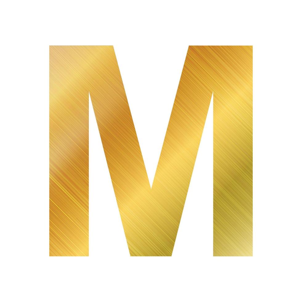 English alphabet, gold texture letter M on white background - Vector