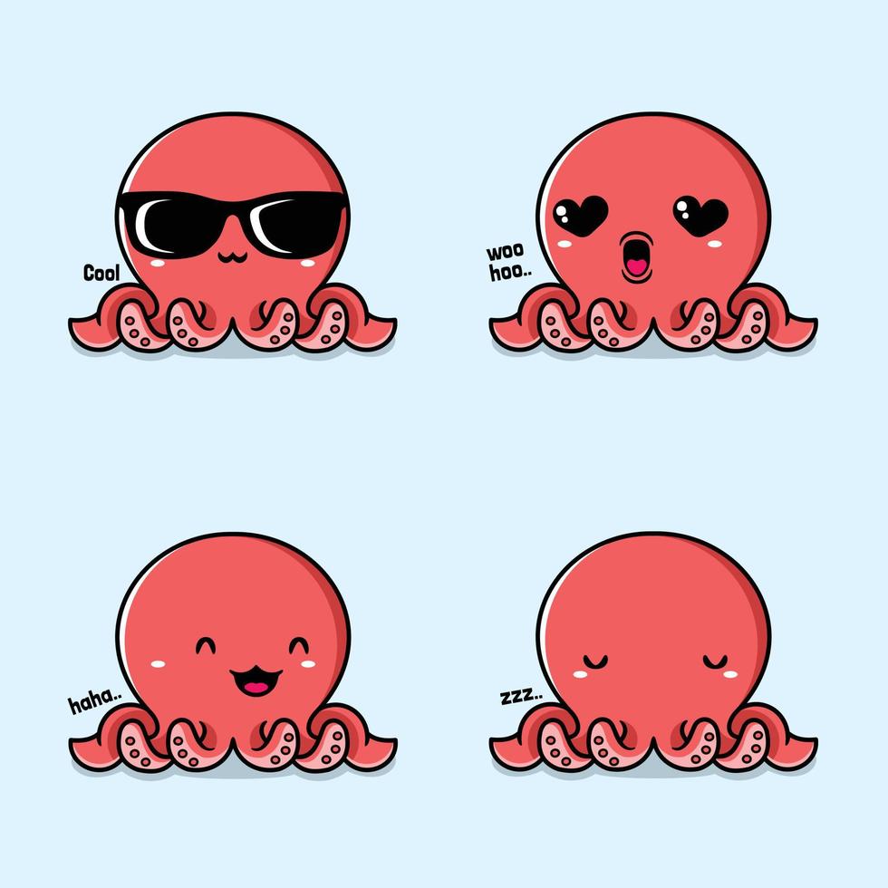 vector illustration of cute octopus emoji