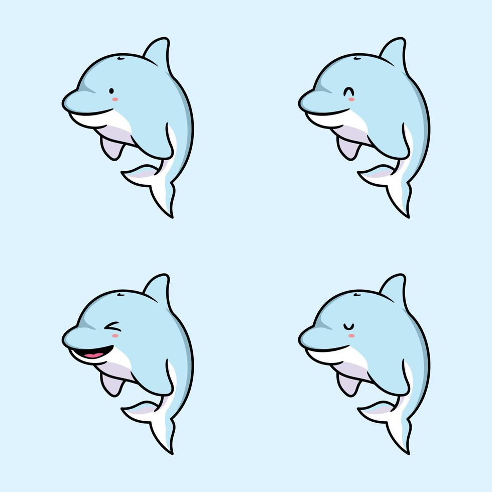 vector illustration of cute dolphin emoji