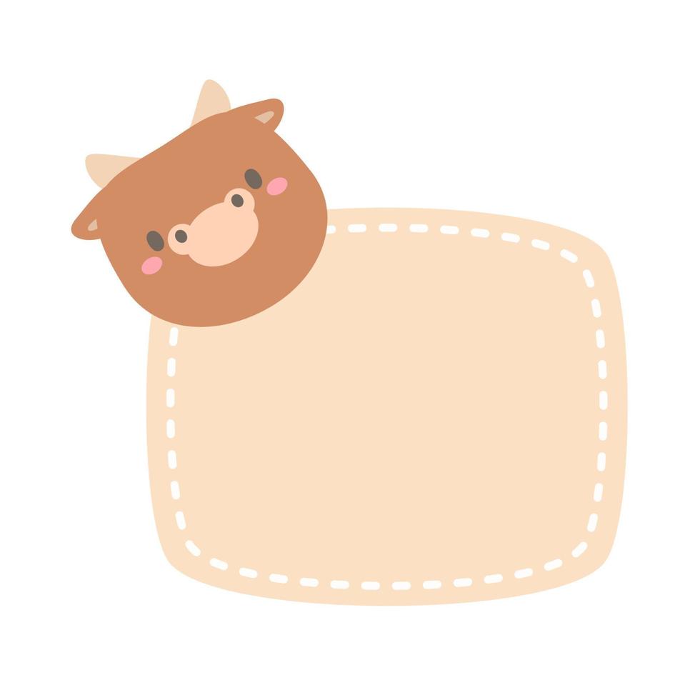 cute wild animal cartoon text frame for decorating schedule notebook vector