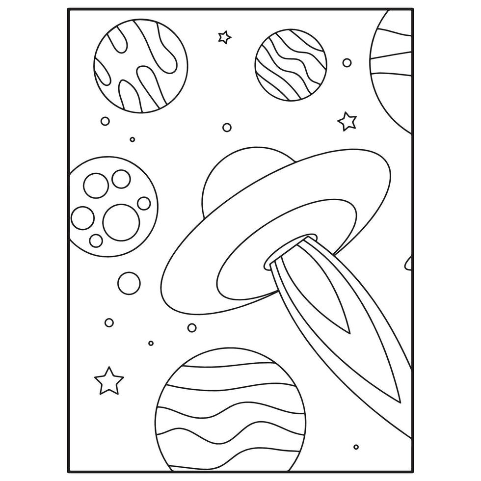 Space Coloring Book Pages For Kids vector