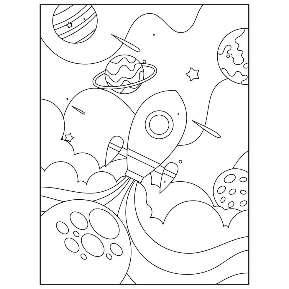 Space Coloring Book Pages For Kids vector