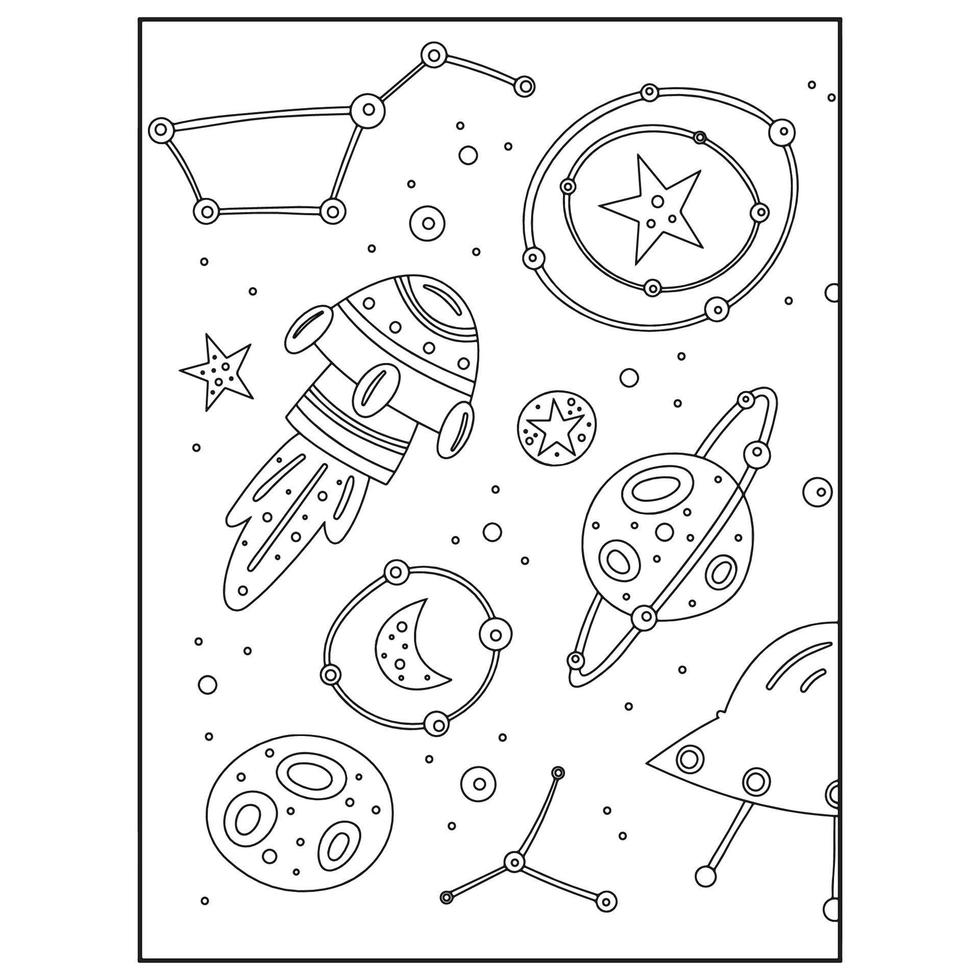 Space Coloring Book Pages For Kids vector