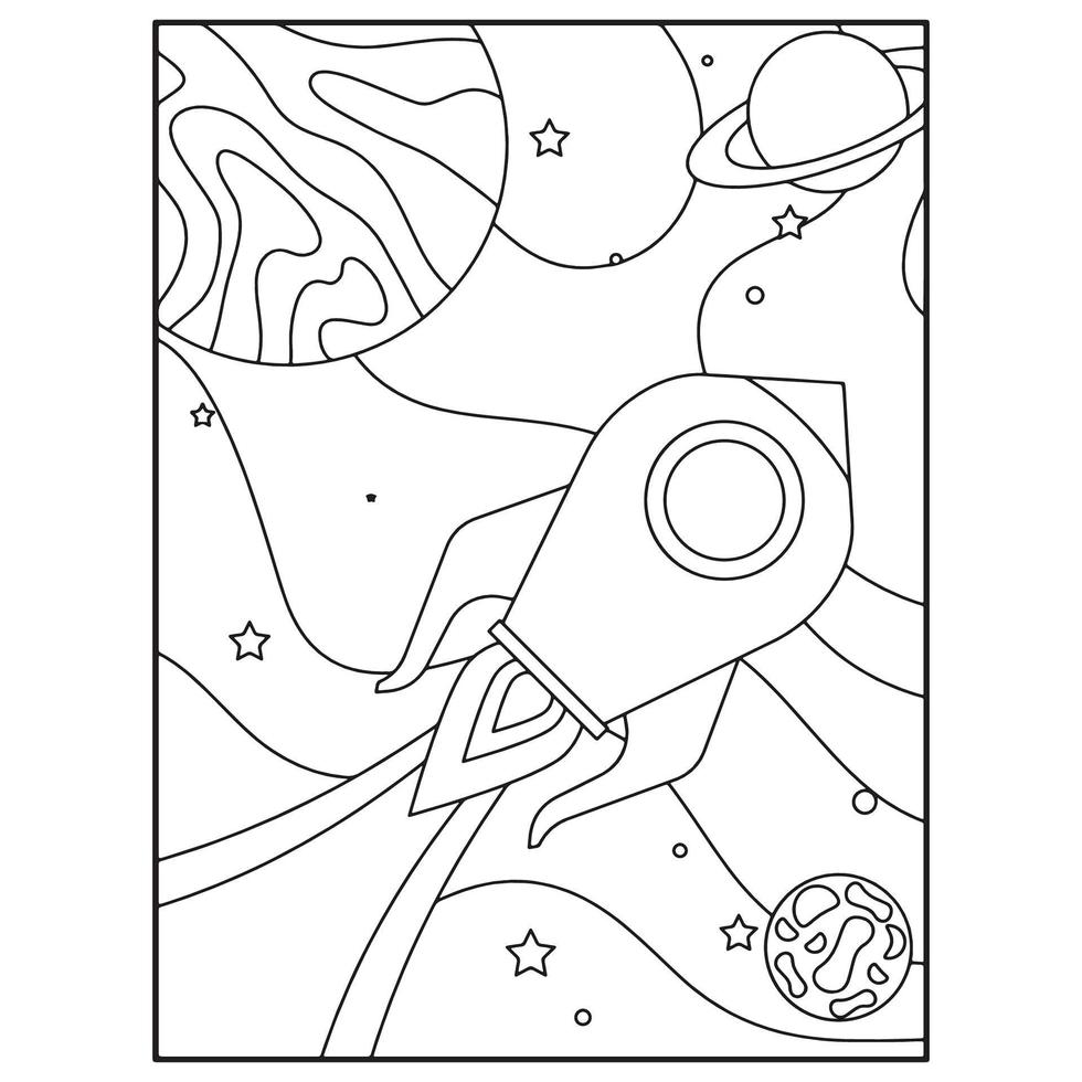 Space Coloring Book Pages For Kids vector