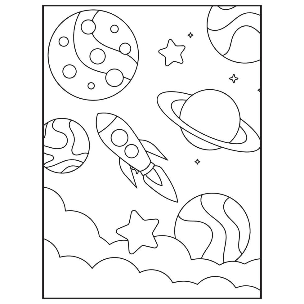 Space Coloring Book Pages For Kids vector