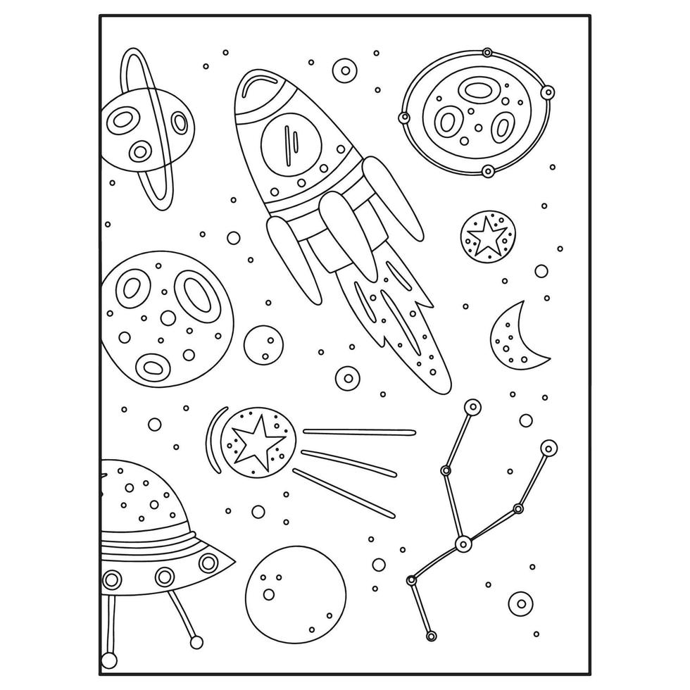 Space Coloring Book Pages For Kids vector