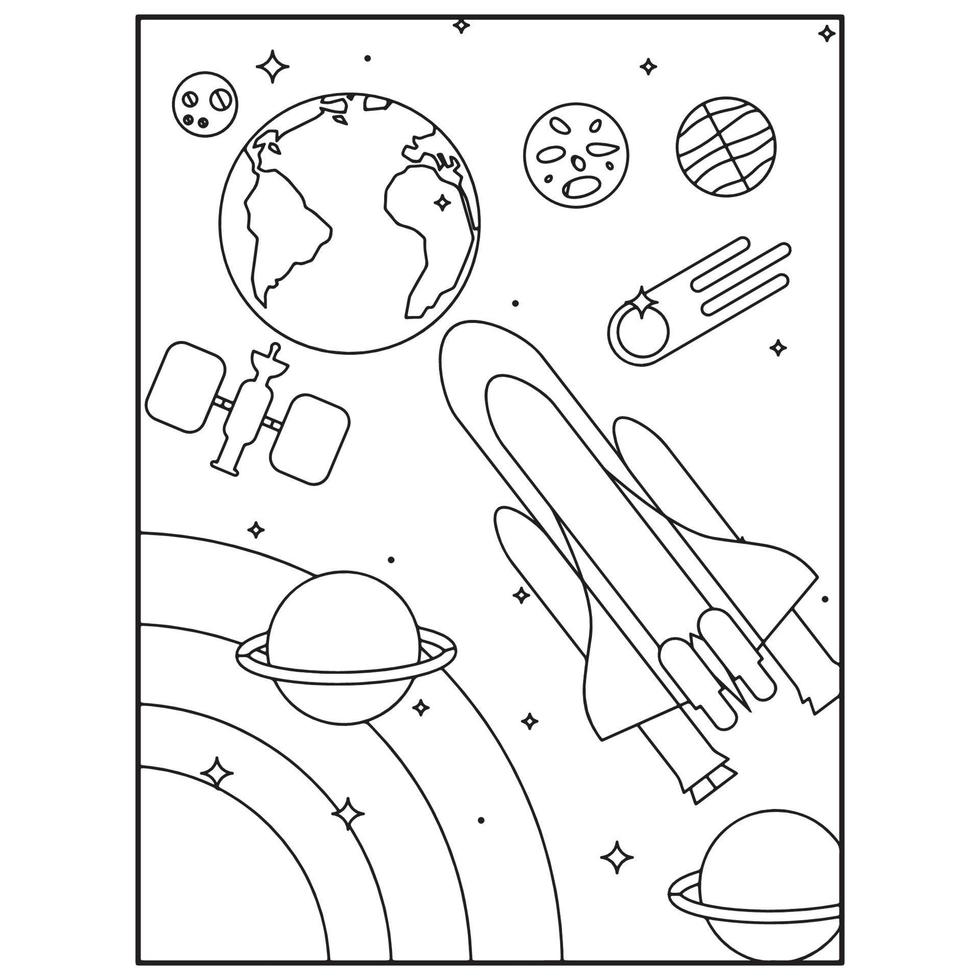 Space Coloring Book Pages For Kids vector