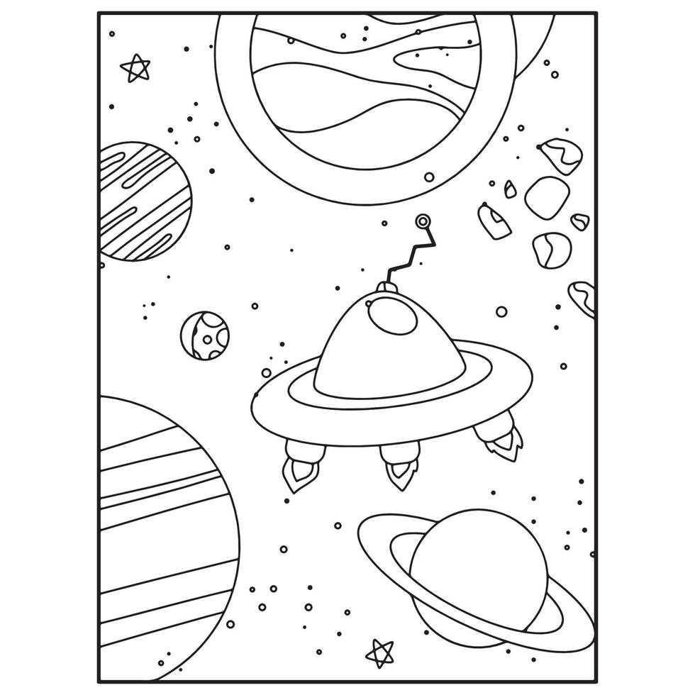 Space Coloring Book Pages For Kids vector