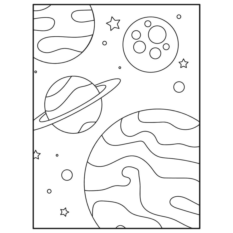 Space Coloring Book Pages For Kids vector