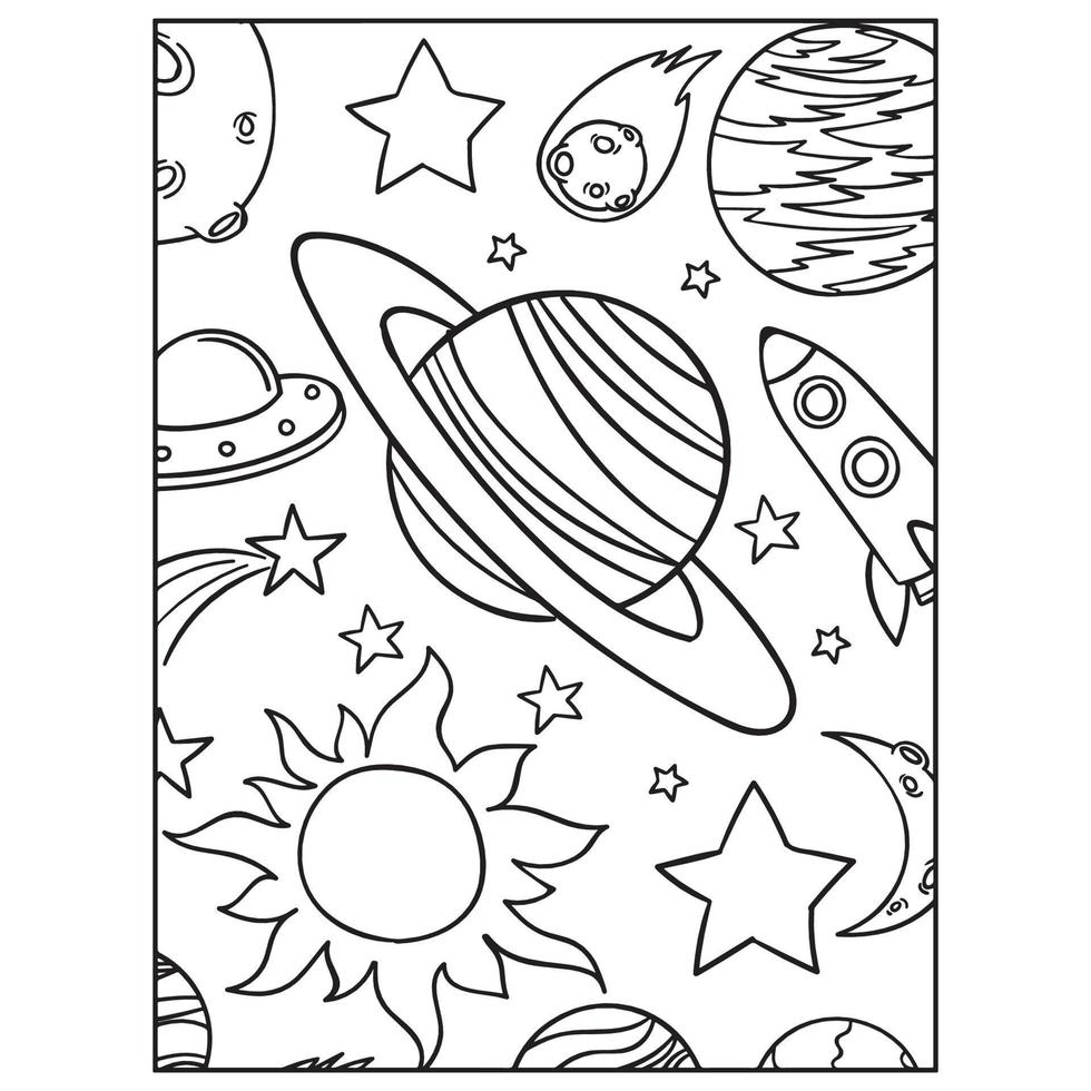 Space Coloring Book Pages For Kids vector