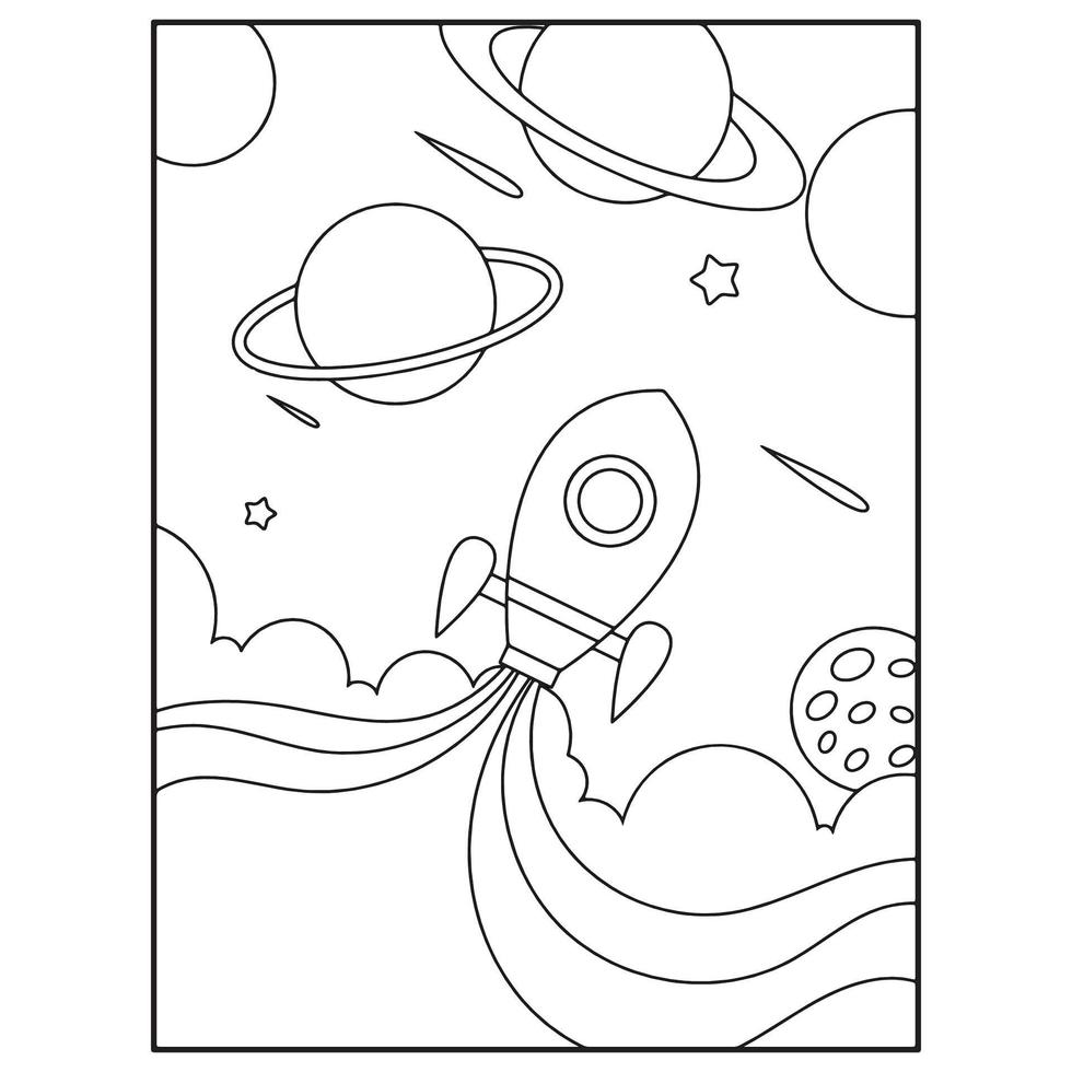 Space Coloring Book Pages For Kids vector