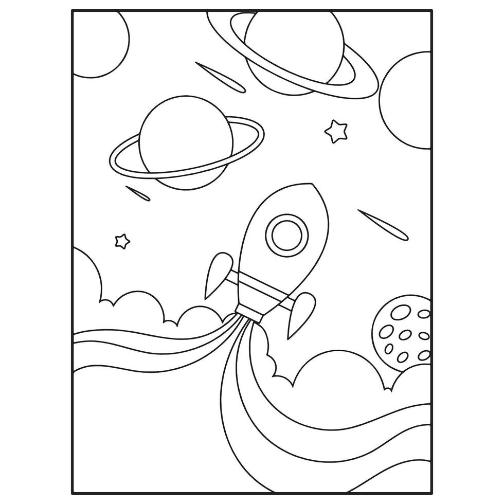 Space Coloring Book Pages For Kids vector