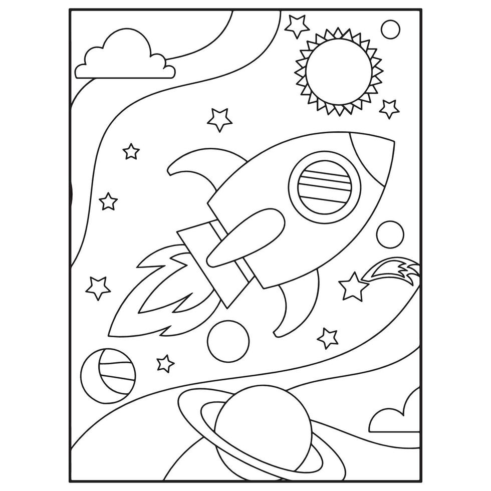 Space Coloring Book Pages For Kids vector