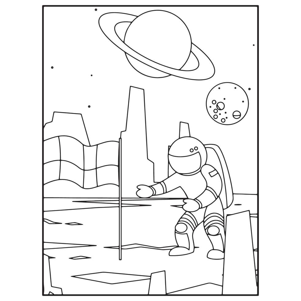 Space Coloring Book Pages For Kids vector