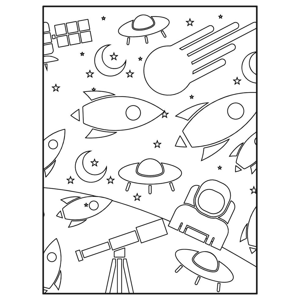 Space Coloring Book Pages For Kids vector