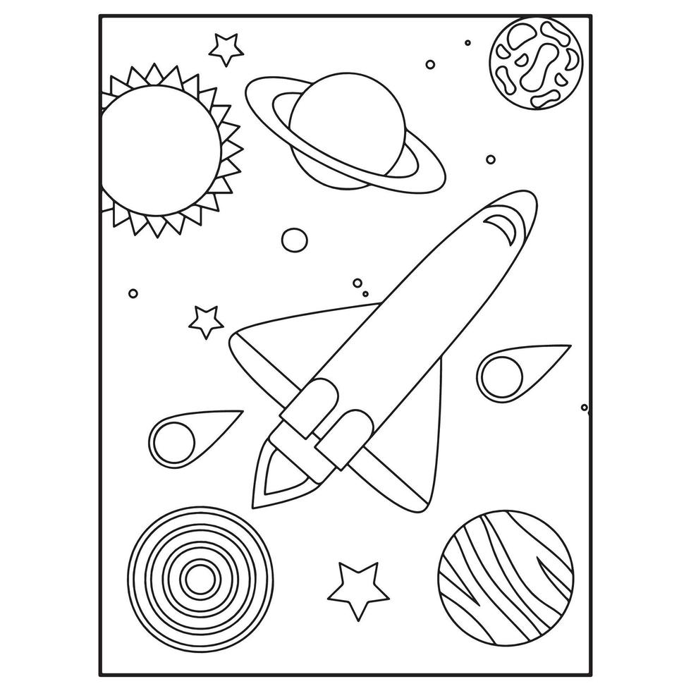 Space Coloring Book Pages For Kids vector