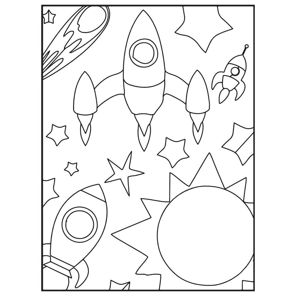 Space Coloring Book Pages For Kids vector