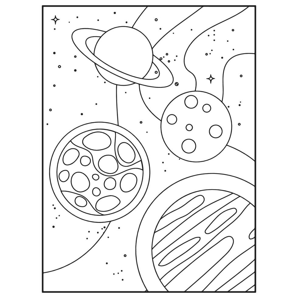 Space Coloring Book Pages For Kids vector