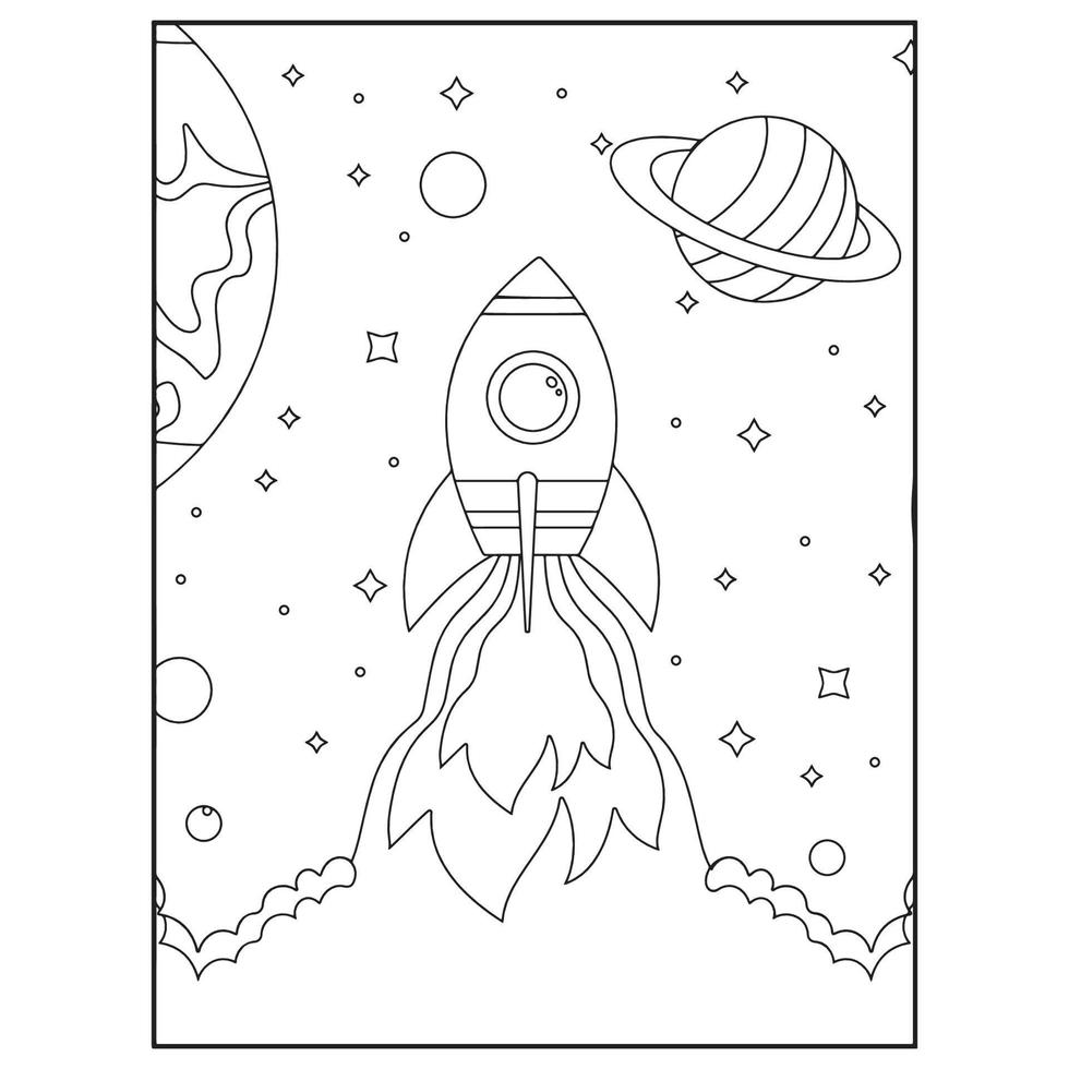 Space Coloring Book Pages For Kids vector