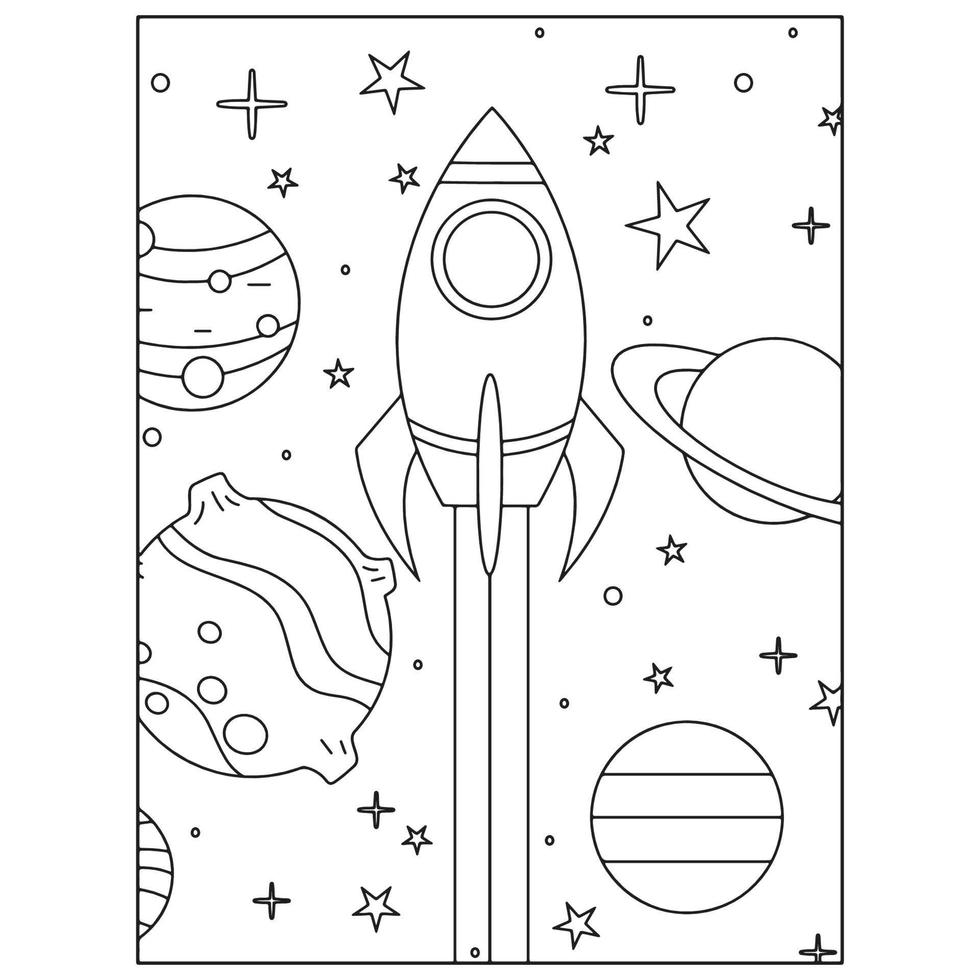 Space Coloring Book Pages For Kids vector