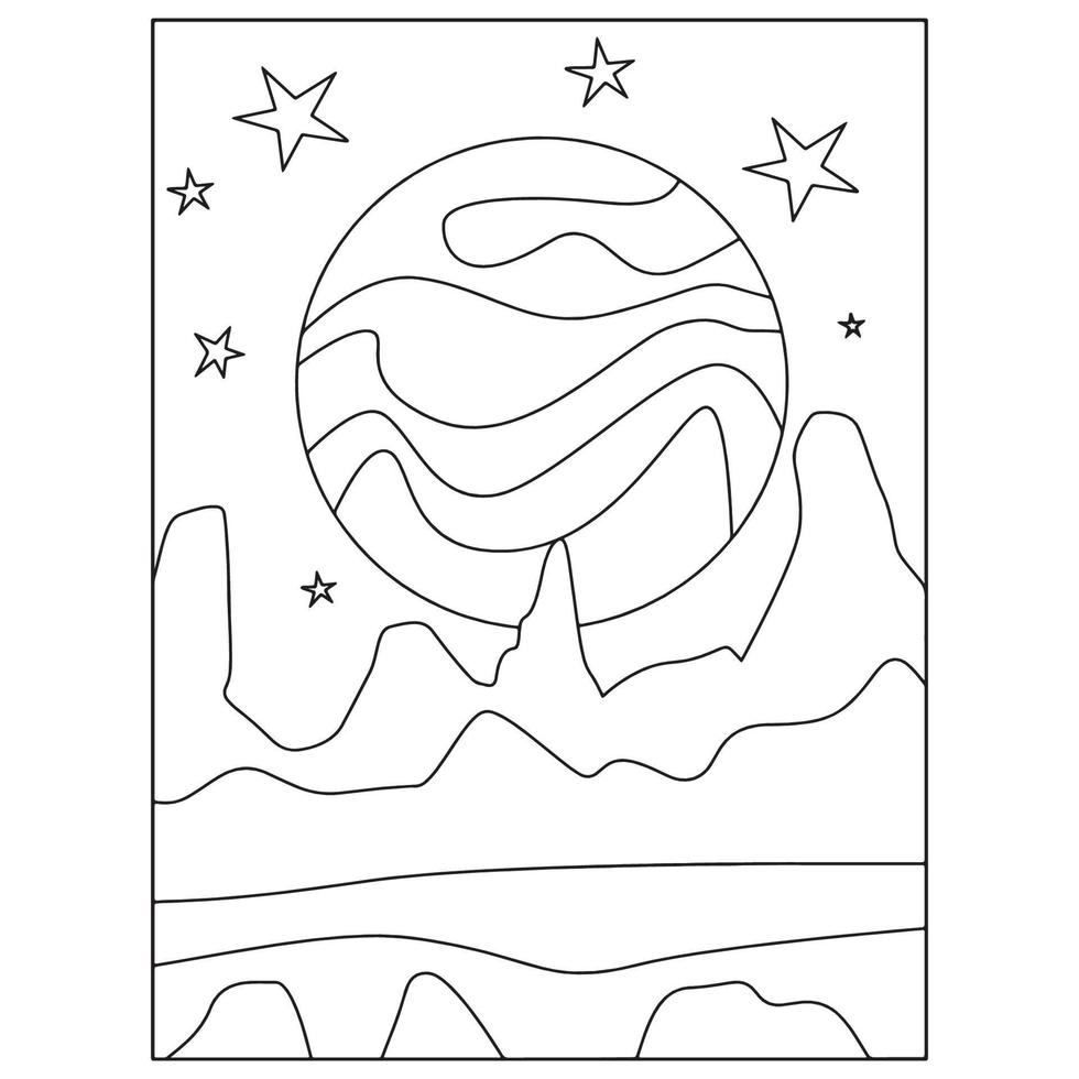 Space Coloring Book Pages For Kids vector