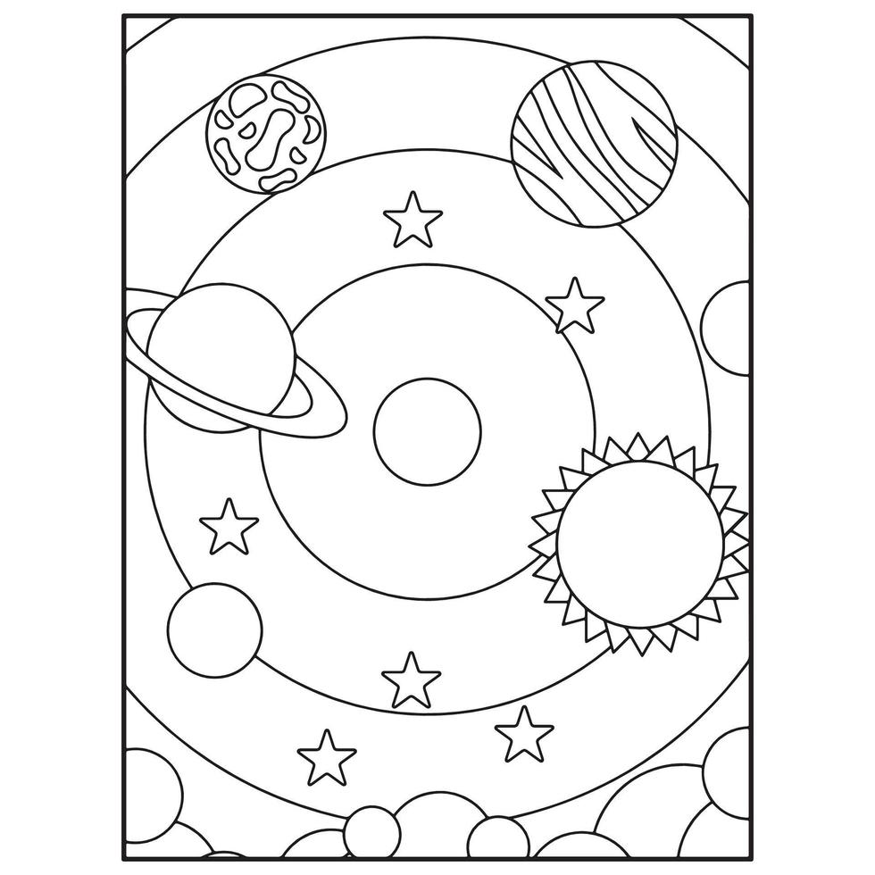 Space Coloring Book Pages For Kids vector