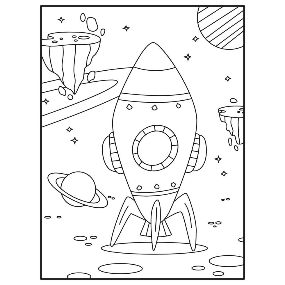 Space Coloring Book Pages For Kids vector