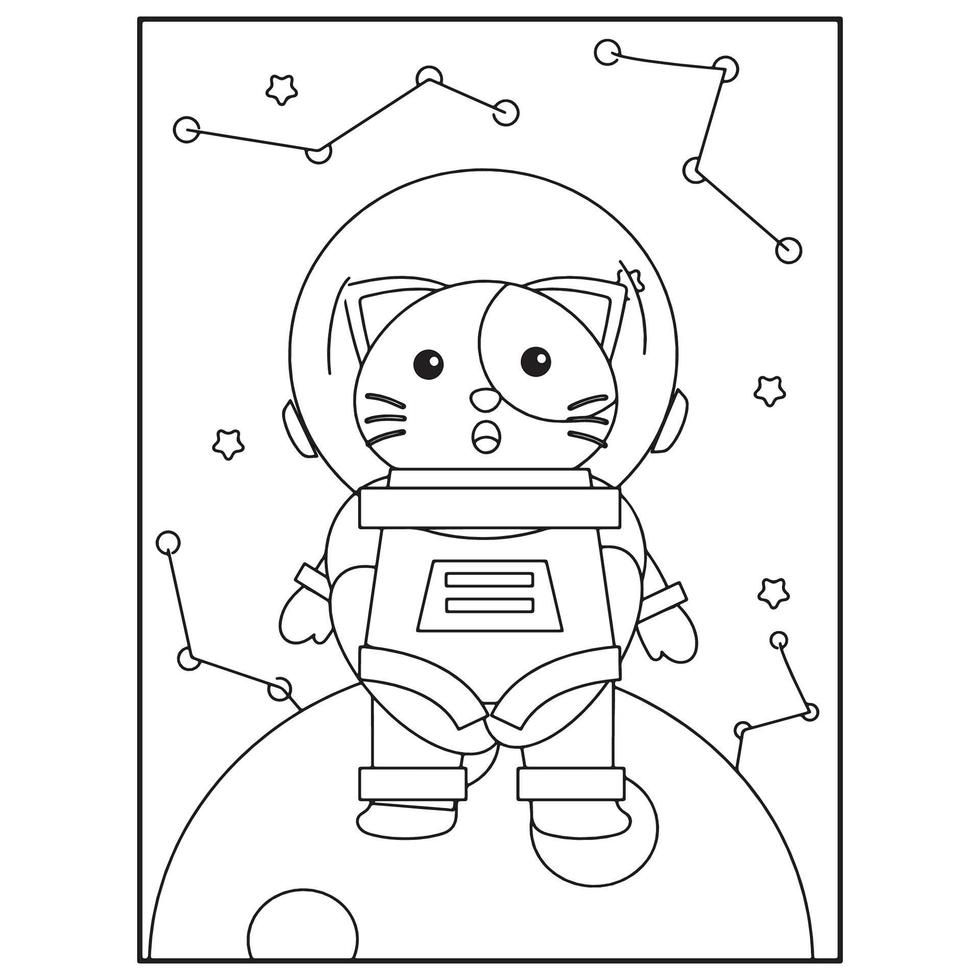 Space Coloring Book Pages For Kids vector