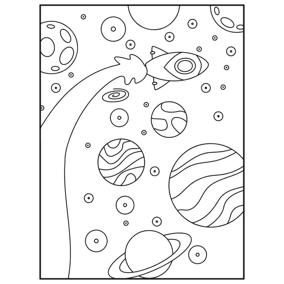 Space Coloring Book Pages For Kids vector