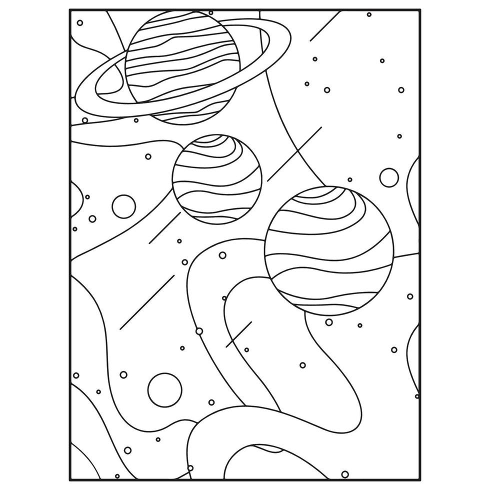 Space Coloring Book Pages For Kids vector