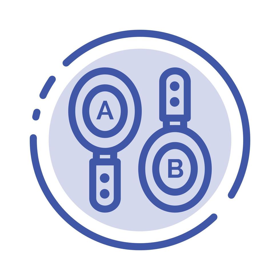 Research Search Sign Computing Blue Dotted Line Line Icon vector