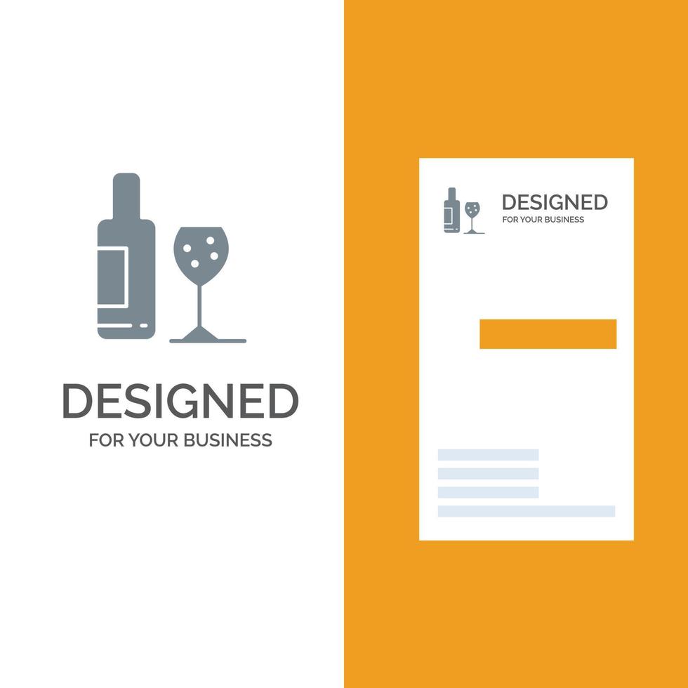 Drink Bottle Glass Love Grey Logo Design and Business Card Template vector