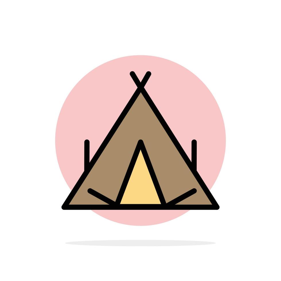 Camp Tent Wigwam Spring Abstract Circle Background Flat color Icon vector