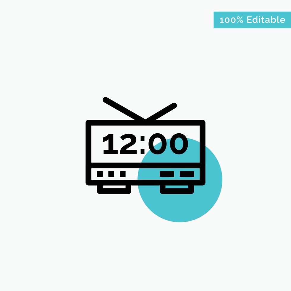 Clock Electric Time Machine turquoise highlight circle point Vector icon