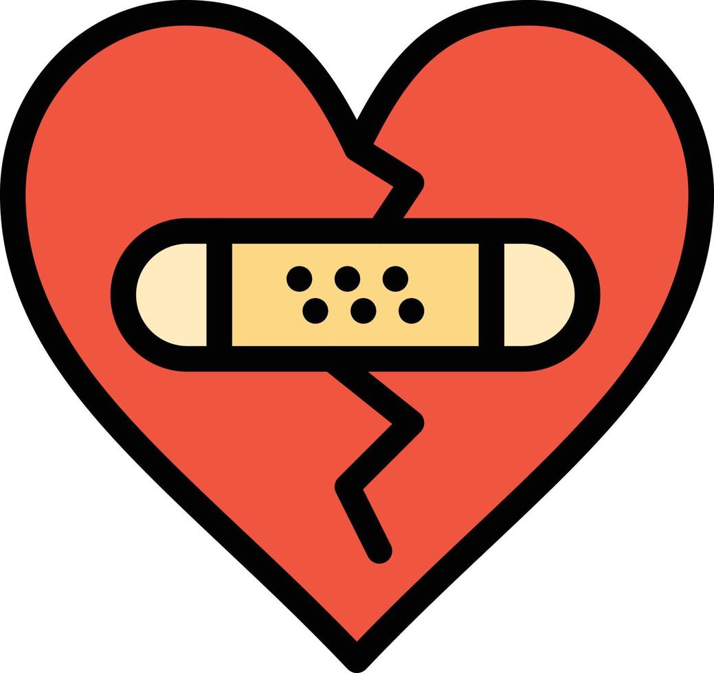 Broken Emotions Forgiveness Heart Love  Flat Color Icon Vector icon banner Template