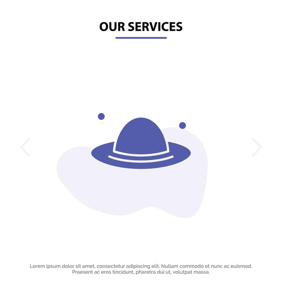 Our Services Cap Fashion Hat Spring Solid Glyph Icon Web card Template vector