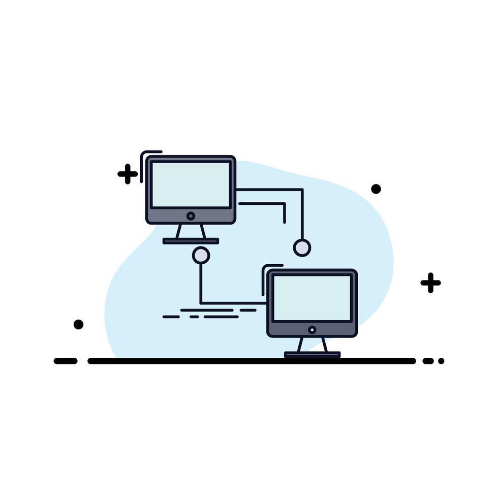 local lan connection sync computer Flat Color Icon Vector