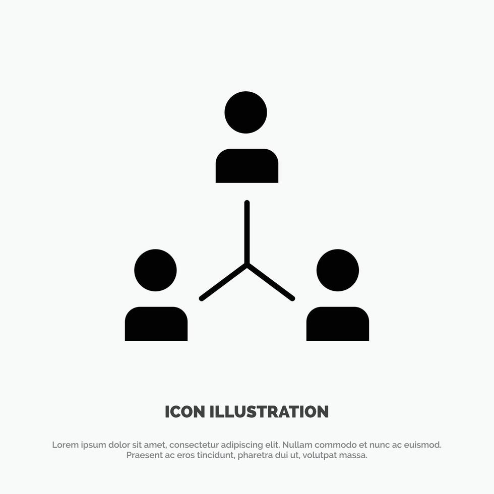 Structure Company Cooperation Group Hierarchy People Team solid Glyph Icon vector