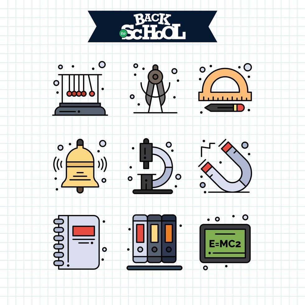 Back to School icon Education and Learning line icons set vector