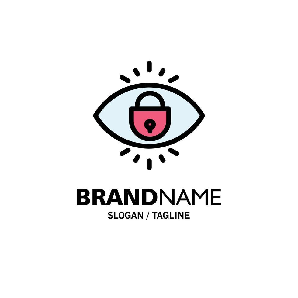 Eye Internet Security Lock Business Logo Template Flat Color vector