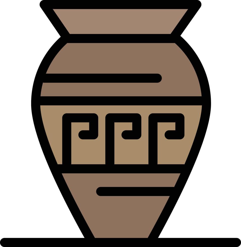 Amphora Ancient Jar Emojis Jar Greece  Flat Color Icon Vector icon banner Template