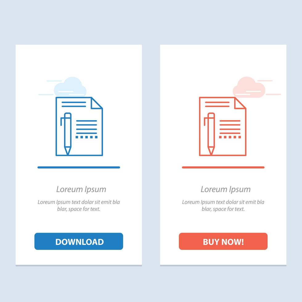 Document Edit Page Paper Pencil Write  Blue and Red Download and Buy Now web Widget Card Template vector