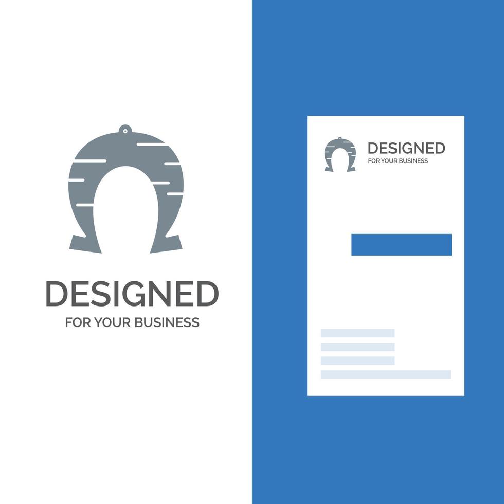 Festival Fortune Horseshoe Luck Patrick Grey Logo Design and Business Card Template vector