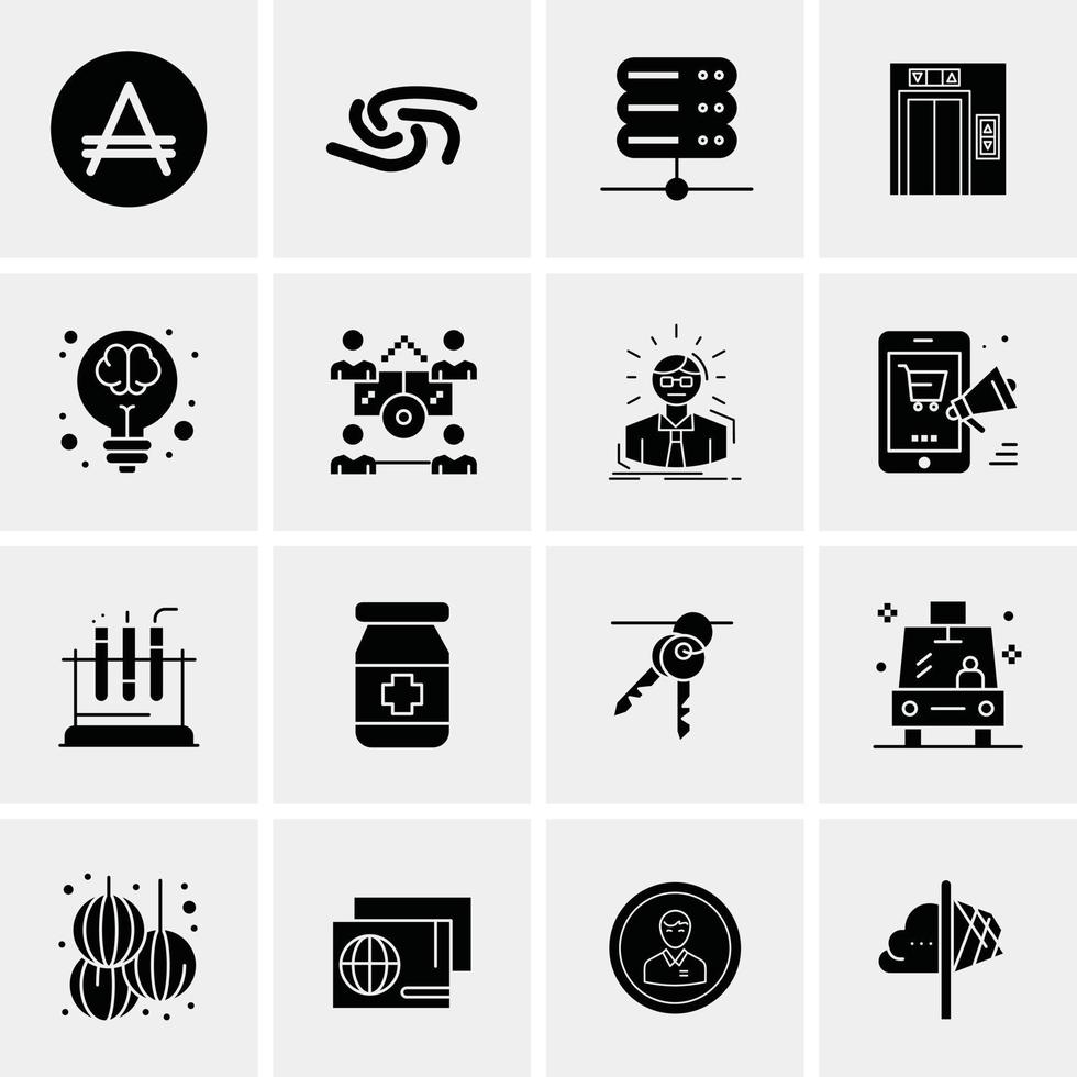 16 iconos de negocios universales vector ilustración de icono creativo para usar en proyectos relacionados con la web y dispositivos móviles