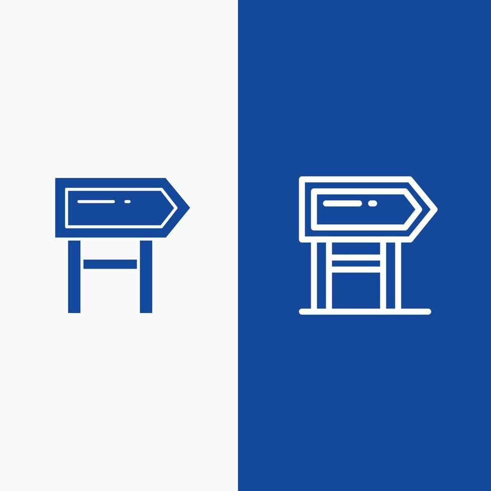 Direction Board Location Motivation Line and Glyph Solid icon Blue banner Line and Glyph Solid icon vector